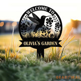 Custom Hummingbird Metal Garden Stake Personalized Garden Name Sign Metal Yard Sign Garden Metal Art Mom’s Metal Garden