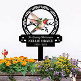 Custom Hummingbird Remembrance Stake Stake Metal Sign Memorial Plaque Buffterfly Grave Marker Personalized Garden Sign