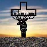 Custom Hunter Memorial Grave Stake Deer Hunting Plaques Hunter Loss Cross Stake Bereavement Grave Marker Hunter