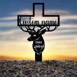 Custom Hunter Memorial Grave Stake Deer Hunting Plaques Hunter Loss Cross Stake Bereavement Grave Marker Hunter