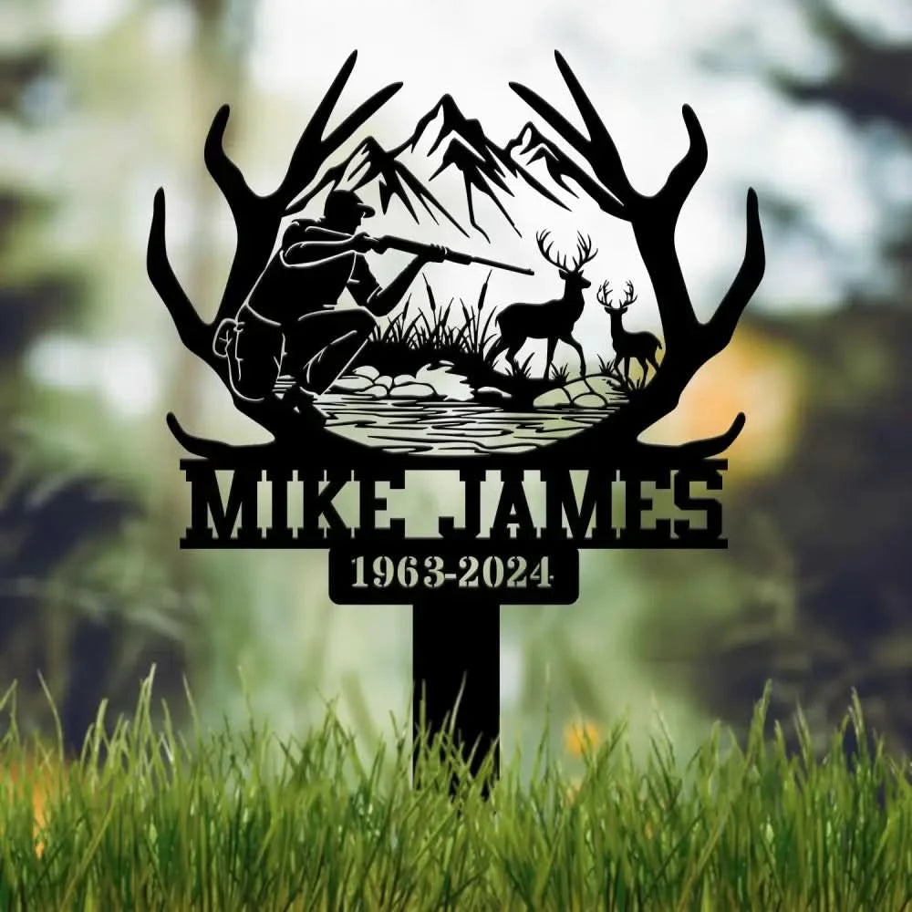 Custom Hunting Memorial Plaque Stake Memorial Grave Marker Hunter Memorial Stake For Grave Hunter Loss Dad Loss Hunter