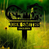 Custom Hunting Scene Memorial Plaque Stake Fishing Stake Fisher Loss Hunter loss Grave Marker In Memorial Of Hunter Loss