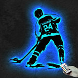 Custom Ice Hockey Metal Wall Art LED Light - Personalized Player Stick Sign Home Decor - Ideal for Home Decor & Gift