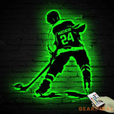Custom Ice Hockey Metal Wall Art LED Light - Personalized Player Stick Sign Home Decor - Ideal for Home Decor & Gift