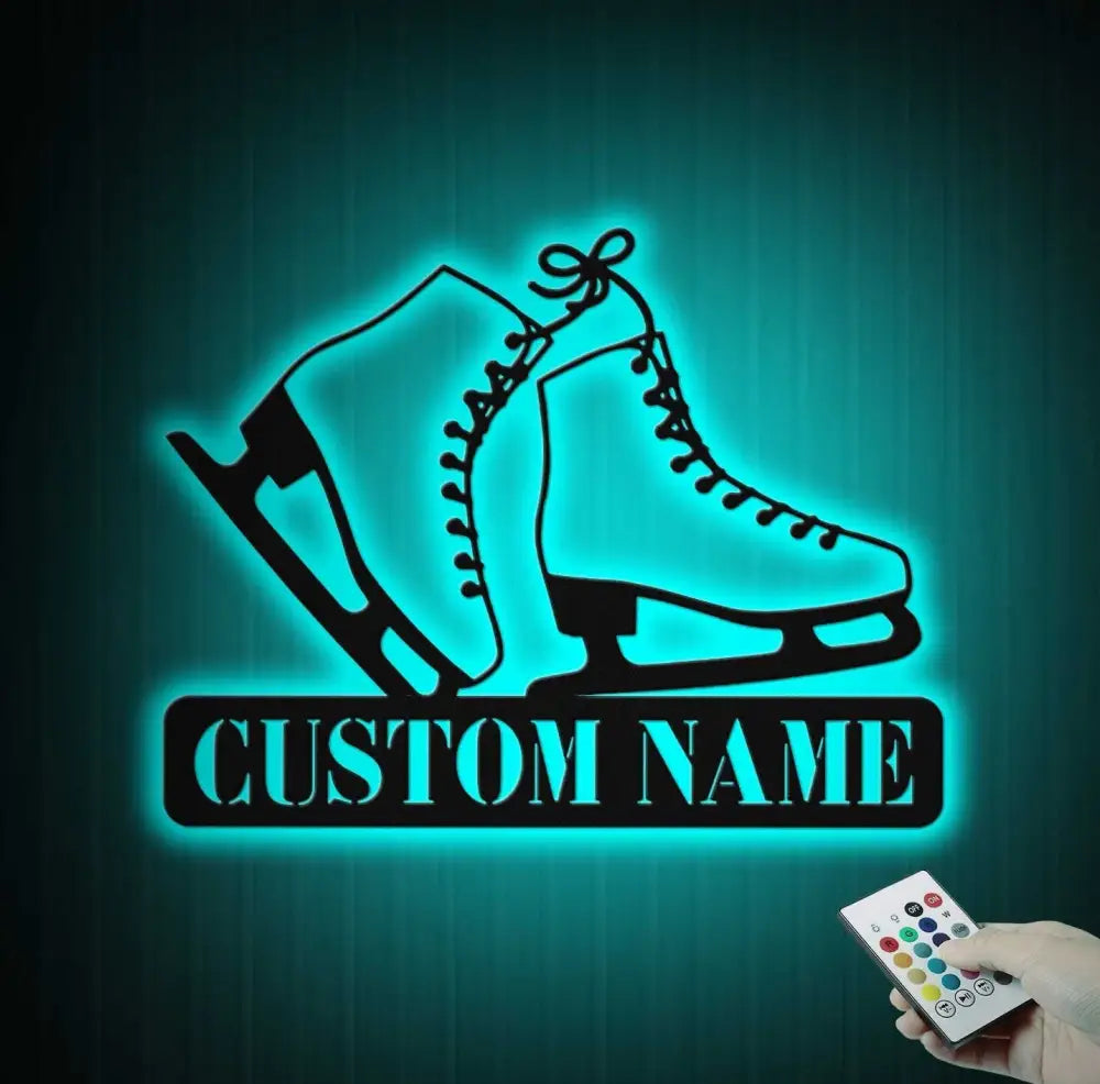 Custom Ice Skates Metal Wall Art With Led Lights - Personalized Ice Skates Sign - Christmas Gift - Birthday Gift