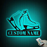 Custom Ice Skates Metal Wall Art With Led Lights - Personalized Ice Skates Sign - Christmas Gift - Birthday Gift