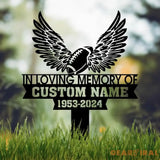 Custom In Loving Memory Football with Wings Memorial Plaque Stake Personalized Football Metal Sign Sympathy Gift