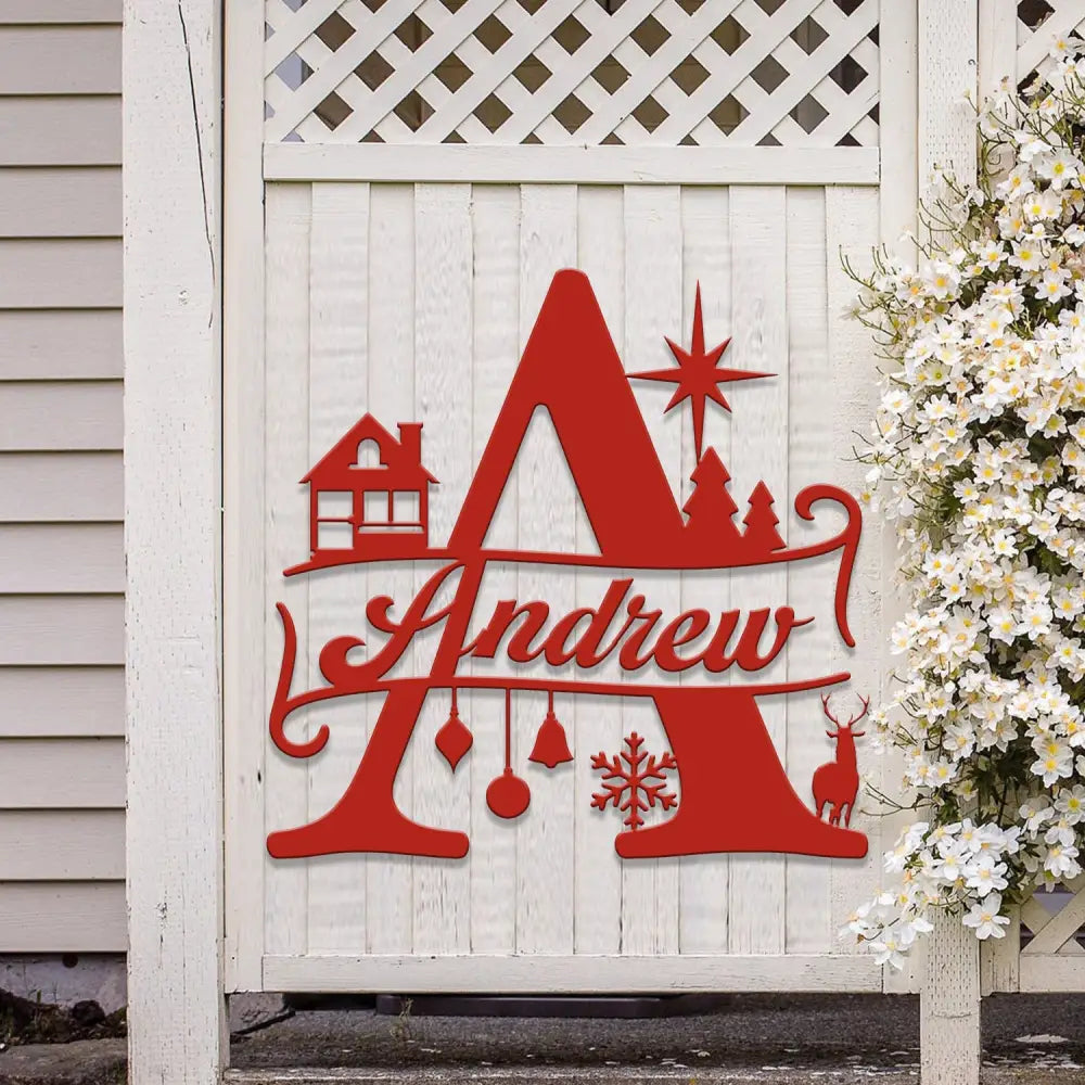 Custom Initial Christmas Metal Sign Personalized Christmas Name Sign Christmas Decor Christmas Family Gift Letter Decor