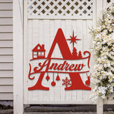 Custom Initial Christmas Metal Sign Personalized Christmas Name Sign Christmas Decor Christmas Family Gift Letter Decor