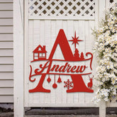Custom Initial Christmas Metal Sign Personalized Christmas Name Sign Christmas Decor Christmas Family Gift Letter Decor