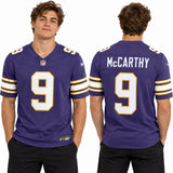 Custom J.J. McCarthy Minnesota Vikings Fan Inspired Alternate Classic Premium F.U.S.E. Stitched Premium Limited Jersey - Purple