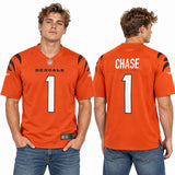 Custom Ja'Marr Chase Cincinnati Bengals Fan Inspired Alternate Game Jersey - Orange