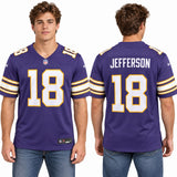 Custom Justin Jefferson Minnesota Vikings Fan Inspired Classic Player Game Jersey - Purple