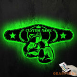 Custom King Boxer Belt Name Sign Home Decor - Personalized Boxing Gloves Metal Wall Art with LED Light - Ideal for Home