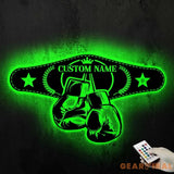 Custom King Boxer Belt Name Sign Home Decor - Personalized Boxing Gloves Metal Wall Art with LED Light - Ideal for Home