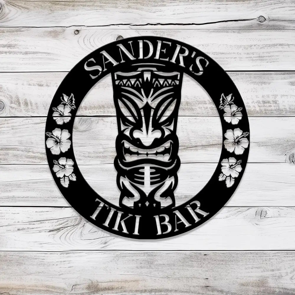 Custom Ku Tiki Bar Metal Sign with Led Light Personalized Tiki Lounge Name Sign Hawaiian Tribal Polynesian Decoration
