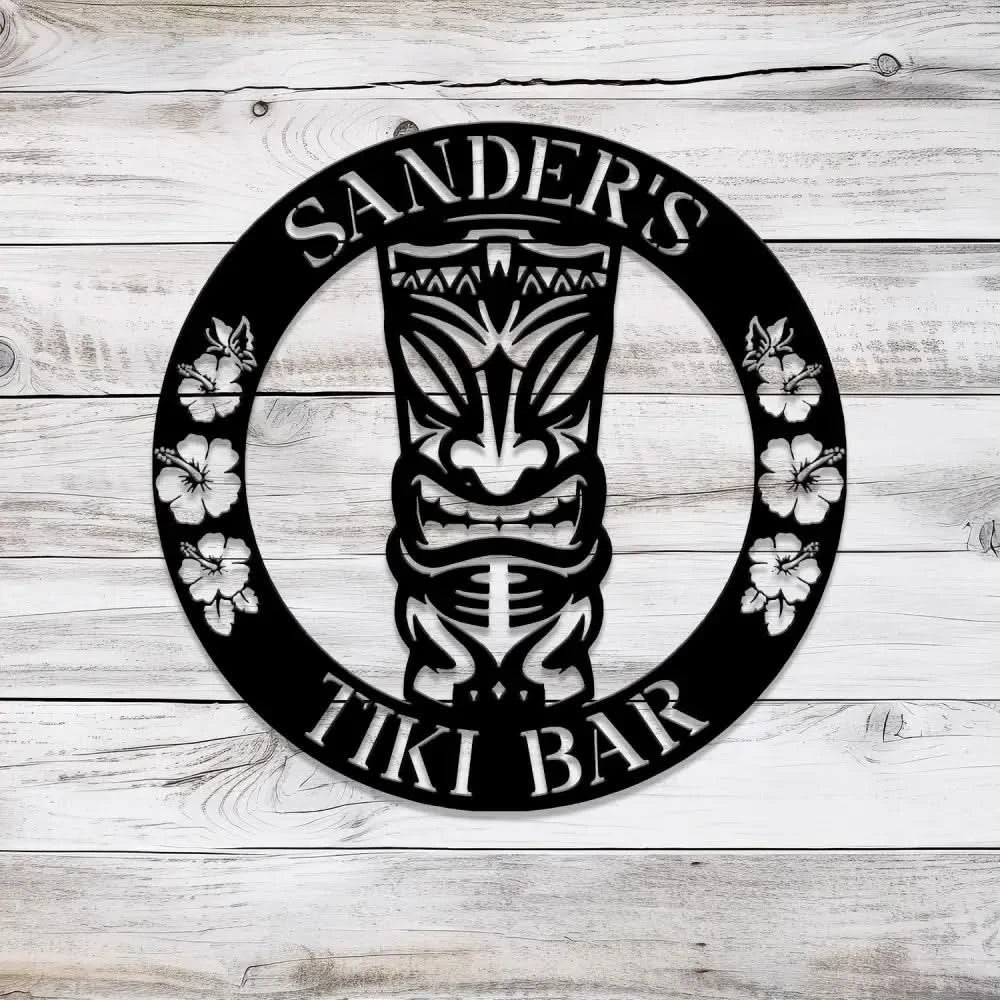 Custom Ku Tiki Bar Metal Sign with Led Light Personalized Tiki Lounge Name Sign Hawaiian Tribal Polynesian Decoration