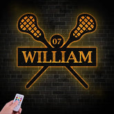 Custom Lacrosse Sign Metal Led Light Wall Art Sports Name Sign Lacrosse Home Decor Lacrosse Sticks Lacrosse Player Gift