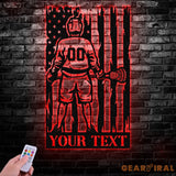 Custom Lacrosse US Flag Metal Wall Art LED Light Personalized Lacrosse Player Metal Name Sign Decor Sport Room Fan Club