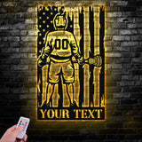 Custom Lacrosse US Flag Metal Wall Art LED Light Personalized Lacrosse Player Metal Name Sign Decor Sport Room Fan Club
