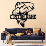 Custom Largemouth Bass Fishing Metal Sign with LED Light Fishing Name Sign Lake House Decor Fish Art Wall Sculpture