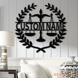 Custom Lawyer Metal Wall Art with LED Light - Attorney Sign & Scales of Justice Artwork - Law Office Decor - Lawyer