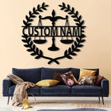 Custom Lawyer Metal Wall Art with LED Light - Attorney Sign & Scales of Justice Artwork - Law Office Decor - Lawyer