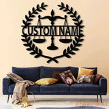 Custom Lawyer Metal Wall Art with LED Light - Attorney Sign & Scales of Justice Artwork - Law Office Decor - Lawyer