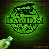 Custom LED Airplane Hangar Sign - Personalized Pilot Name Sign - Aviation Lover Wall Decor - Airplane Man Cave Sign