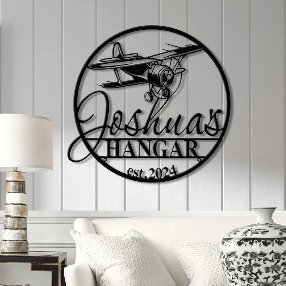 Custom LED Airplane Hangar Sign - Personalized Pilot Name Sign - Aviation Lover Wall Decor - Airplane Man Cave Sign