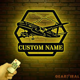 Custom LED Airplane Metal Sign Personalized Aviation Wall Art Pilot Gift Aircraft Decor Man Cave Aviation Sign Pilot