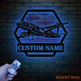 Custom LED Airplane Metal Sign Personalized Aviation Wall Art Pilot Gift Aircraft Decor Man Cave Aviation Sign Pilot