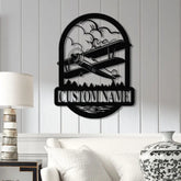 Custom LED Biplane Metal Sign Personalized Airplane Wall Art Aviation Decor Pilot Name Sign Vintage Plane Metal Art