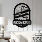 Custom LED Biplane Metal Sign Personalized Airplane Wall Art Aviation Decor Pilot Name Sign Vintage Plane Metal Art