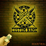 Custom LED Dartboard Metal Sign - Personalized Dart Player Name Wall Art - Game Room Decor - Sports Wall Hanging for