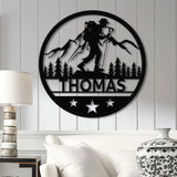 Custom LED Hiker Wall Sign - Personalized Hiking Metal Art with Name Nature Lover Wall Decor Adventure Gift for Hikers