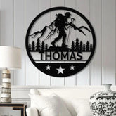Custom LED Hiker Wall Sign - Personalized Hiking Metal Art with Name Nature Lover Wall Decor Adventure Gift for Hikers