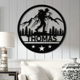 Custom LED Hiker Wall Sign - Personalized Hiking Metal Art with Name Nature Lover Wall Decor Adventure Gift for Hikers