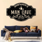 Custom LED Man Cave Metal Sign - Personalized Bar Wall Art - Unique Father’s Day Gift - Man Cave Decor with LED Lights