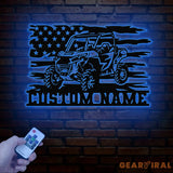 Custom LED UTV Off-Road Name Sign - Personalized Metal Wall Art for UTV Lovers American Flag Decor Perfect Garage or
