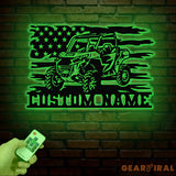 Custom LED UTV Off-Road Name Sign - Personalized Metal Wall Art for UTV Lovers American Flag Decor Perfect Garage or
