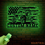 Custom LED UTV Off-Road Name Sign - Personalized Metal Wall Art for UTV Lovers American Flag Decor Perfect Garage or