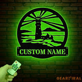 Custom Lighthouse Metal Sign with LED Light Personalized Light House Name Sign Nautical Beach House Decoration Xmas