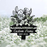 Custom Lily flowers Memorial Stake - Personalized Lily Metal Stake - Sympathy Sign - Grave Marker | GearViral
