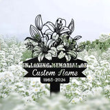 Custom Lily flowers Memorial Stake - Personalized Lily Metal Stake - Sympathy Sign - Grave Marker | GearViral