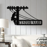 Custom Lineman Metal Wall Art with LED Light Personalized Electrical Worker Name Sign Electrician Home Decor Birthday &