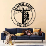 Custom Lineman Metal Wall Art with LED Lights Personalized Electrical Worker Name Sign Gift for Lineman Christmas Gifts
