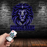 Custom Lion Metal Sign Lion Head Metal Wall Art with Led Light Personalized Lion Name Sign Lion Metal Wall Decor