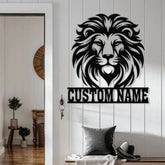 Custom Lion Metal Sign Lion Head Metal Wall Art with Led Light Personalized Lion Name Sign Lion Metal Wall Decor