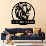 Custom Lion Metal Sign with LED Lights Personalized Lion Head Wall Art Animal Wall Decor for Nursery & Office Lion Name
